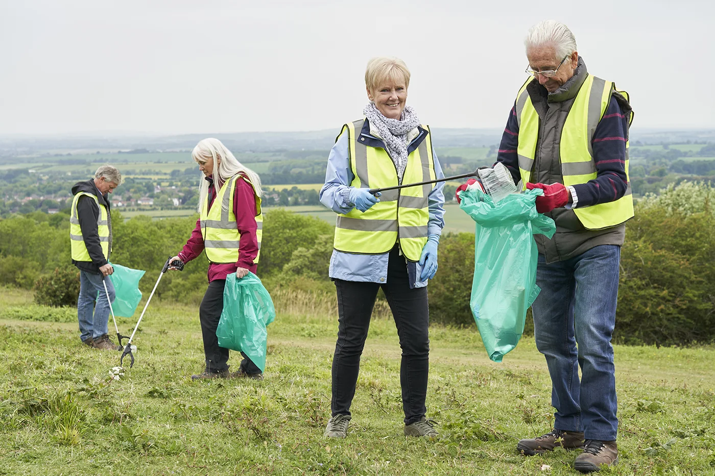 Group of people litter picking