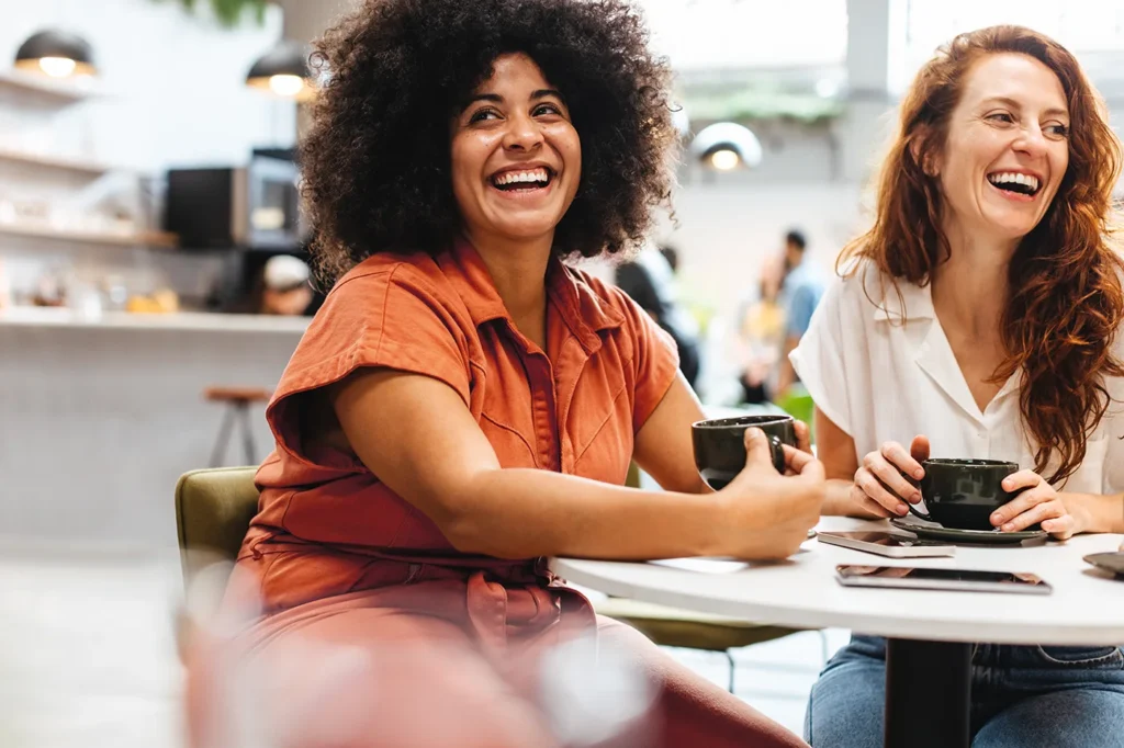 Smiling woman in cafe