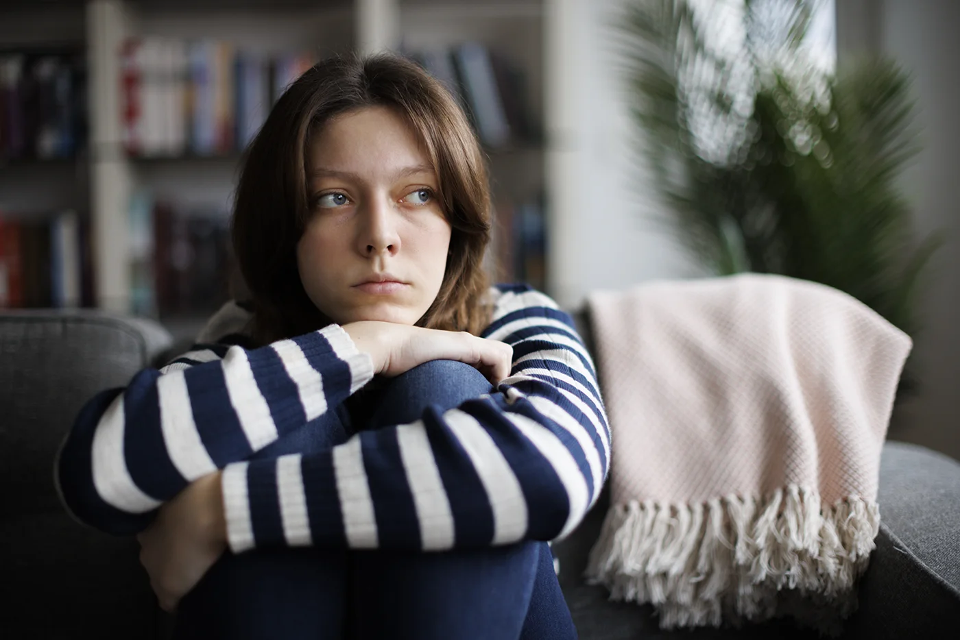 Sad-looking young woman