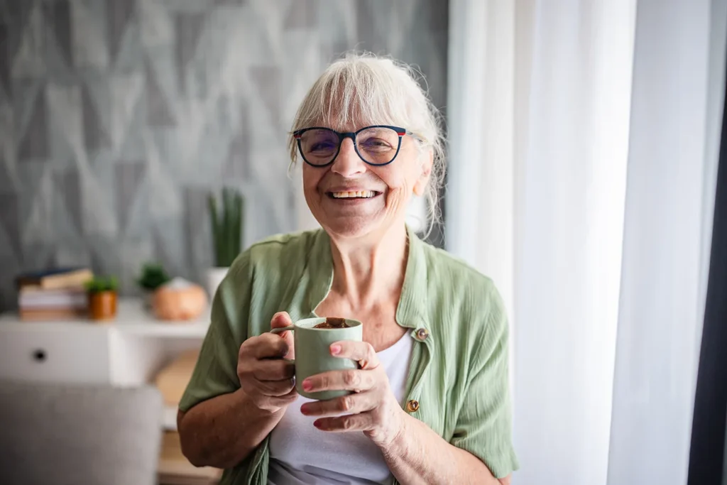 Smiling lady at home